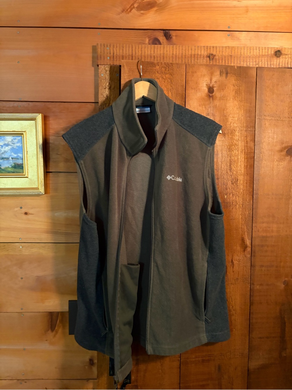 Columbia Men's Olive and Charcoal Fleece Vest